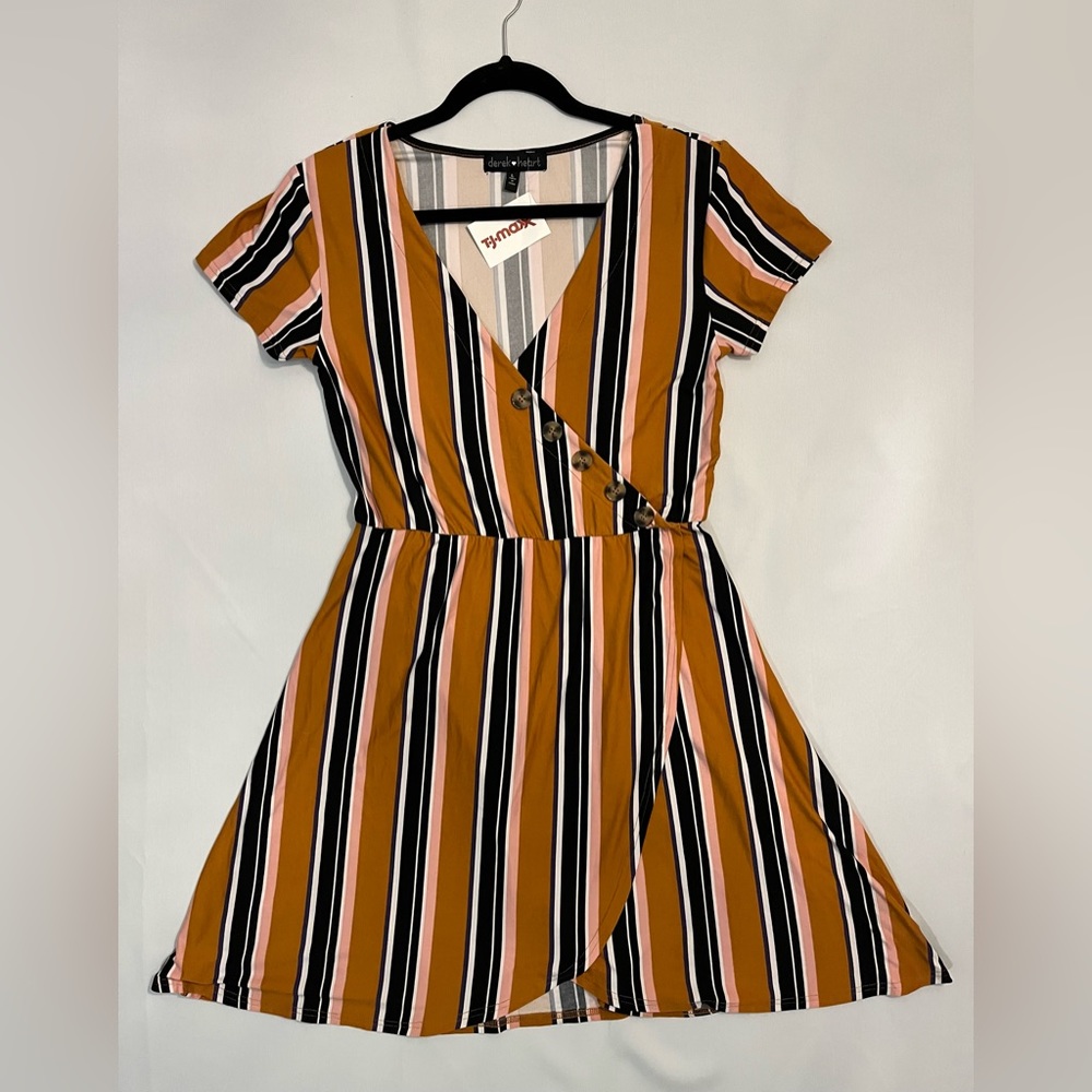 Derek Heart Multi-Color Striped Dress w/ Buttons
